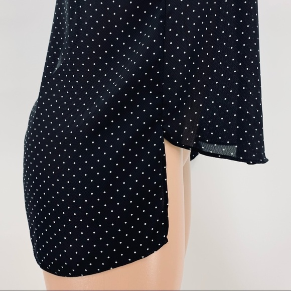 Zara Polka Dot Chiffon Split Back Buttoned High-Low Blouse Size XS - Picture 3 of 9